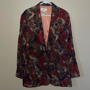 Vintage Worthington Paisley office-wear career Blazer jacket size 16T